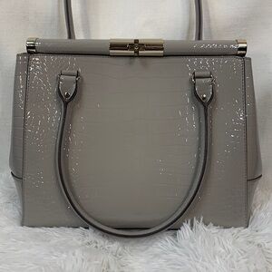 Kate Spade Gray Constance Embossed Crocodile Leather Handbag- NWT